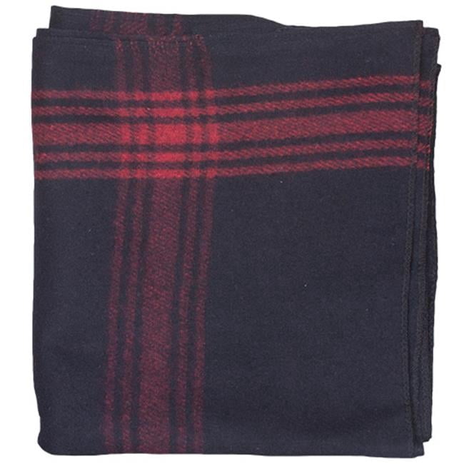 Navy-Striped Red Wool Blanket