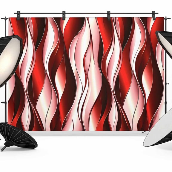 Red Striped Ombre Backdrop for Photography, Fabric Photo Background Backdrop, Modern Red Moire Geometric Photo Booth Background for Portrait Photoshoot Video Wedding Studio Decoration Banner 7x5ft