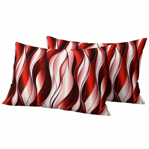 Red Striped Ombre Outdoor Waterproof Pillow Covers, Modern Red Moire Geometric Decorative Rectangle Throw Pillowcase Sofa Cushion Sham for Patio/Couch/Chair, 20"x12" 2 Pack
