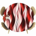 thumbnail image 1 of Red Striped Ombre Round Tablecloth, Fitted Table Cover with Elastic for 55"-60" Round Tables, Modern Red Moire Geometric Table Cloth Outdoor Indoor Dinning Party Waterproof Tablecloths, 1 of 7