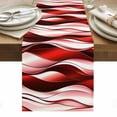 thumbnail image 1 of Red Striped Ombre Table Runner - 48 Inch Long, Kitchen Dining Table Runner Dresser Scarves, Modern Red Moire Geometric Farmhouse Decor for Coffee Tables Wedding Party Banquet, 1 of 8