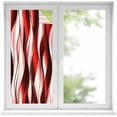 thumbnail image 1 of Red Striped Ombre Window Privacy Film, Modern Red Moire Geometric Static Cling UV Sun Blocking Heat Control Window Tint Day and Night, Non-Adhesive One Way Windows Privacy Cover 17.7''x39.3'', 1 of 7