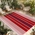 thumbnail image 1 of Red Striped Outdoor Rug 3x5 Ft - Reversible Patio Rug Outdoor Camping Rugs, Modern Minimalist Gradient Lines Country Washable Indoor Outdoor Area Rugs, Non-Slip Outdoor Carpet Runner for Deck/Porch, 1 of 8