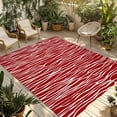 thumbnail image 1 of Red Striped Outdoor Rug for Patio/Deck/Porch, Non-Slip Large Area Rug 4 x 6 Ft, Classic Minimalist Waves Lines Pattern Indoor Outdoor Rugs Washable Area Rugs, Reversible Camping Rug Carpet Runner, 1 of 8