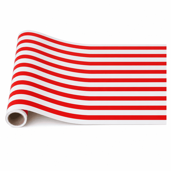 Red Striped Paper Table Runner Roll, 25' Long x 16" Wide, Party Decor