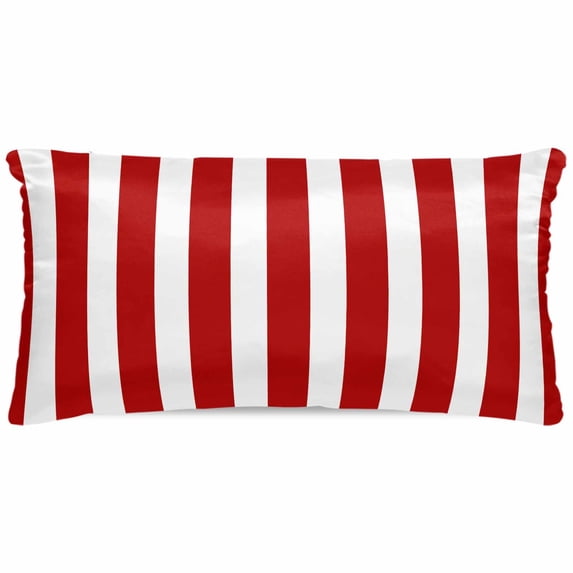 Red Striped Pillow Cases Cal King Size, Smooth Satin Pillowcase for Hair and Skin, Christmas Farmhouse Red White Stripes Decorative Cooling Bed Pillow Covers with Zipper, 20x40 Inches