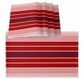 thumbnail image 1 of Red Striped Placemats for Dinning Table Set of 4, Modern Minimalist Gradient Lines Country Burlap Kitchen Place Mats Waterproof Cloth Table Mats, Indoor Outdoor Placemats Easy Clean Dinner Decor, 1 of 8