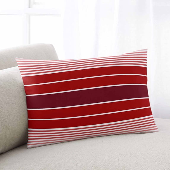 Red Striped Queen Size Pillow Cover, Pillowcase Protectors with Zipper, Breathable Decorative Throw Pillow Case Cover, Modern Minimalist Gradient Lines Country Pillow Shams for Couch Sofa 20x30Inch