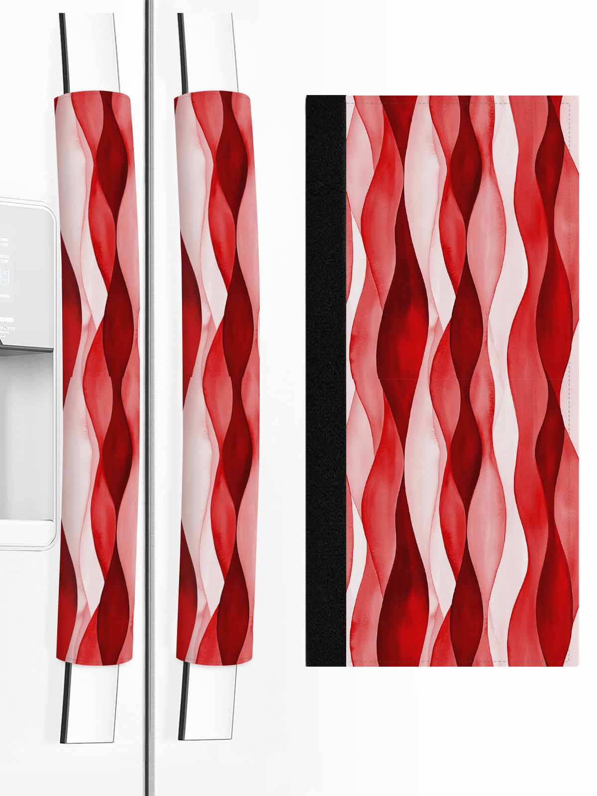 Red Striped Refrigerator Door Handle Covers Set of 2, Modern Gradient ...
