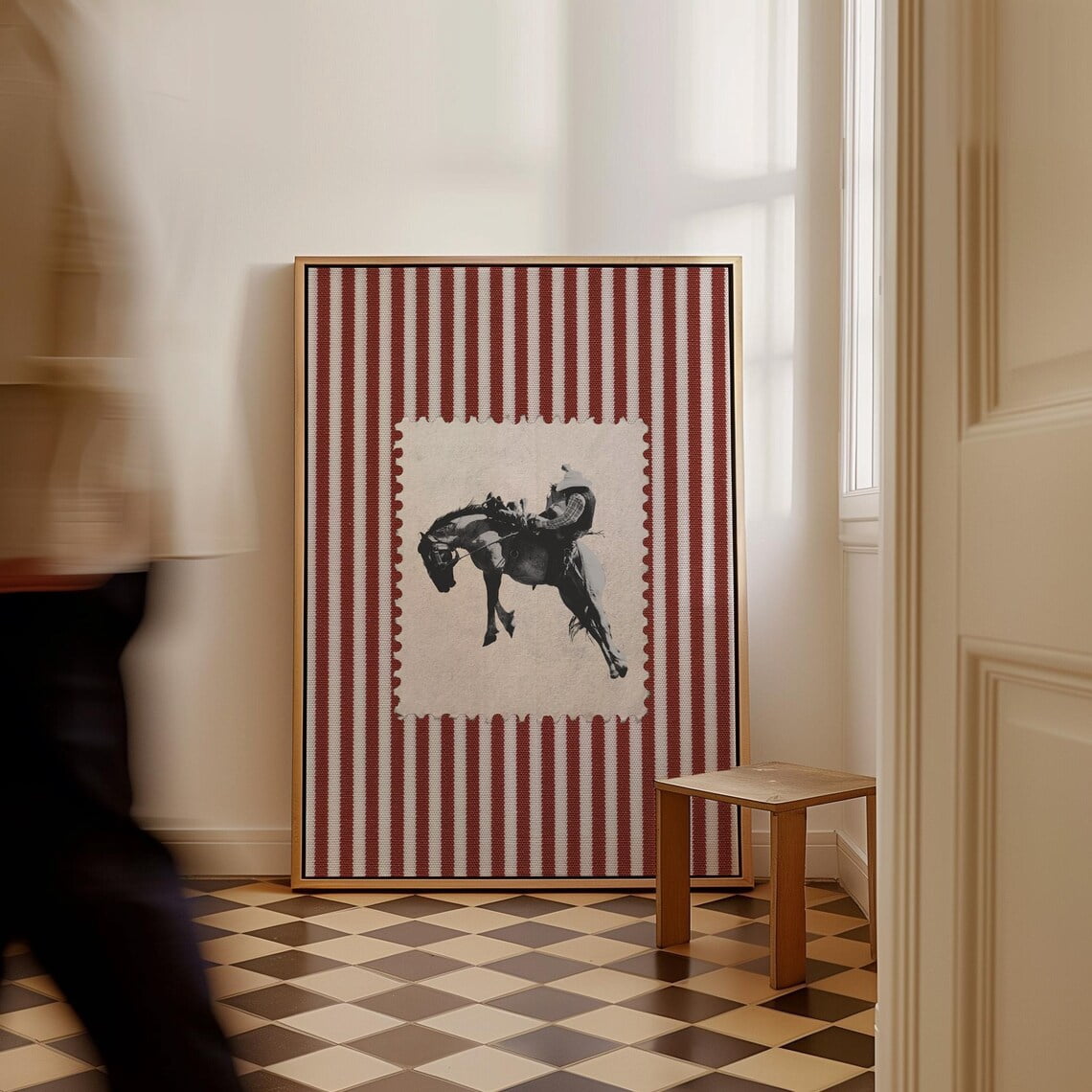 Red Striped Rodeo Poster, Trendy Western Wall Art Printable Cowboy ...