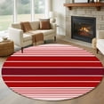 thumbnail image 1 of Red Striped Round Area Rug 6 FT, Non Slip Bedroom Rugs, Modern Minimalist Gradient Lines Country Washable Soft Circular Carpet Non-Shedding Floor Mat for Kitchen Dining Room Home Office Kids Room, 1 of 8