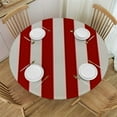 thumbnail image 1 of Red Striped Round Tablecloth, Farmhouse Fitted Table Cover with Elastic White Stripes Table Cloth Indoor Outdoor Dinning Party Waterproof Tablecloths, 1 of 8