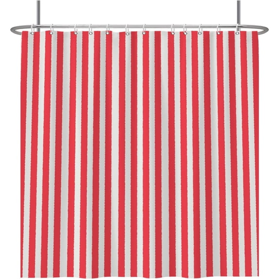 Red Striped Shower Curtain Modern Grain Fashion Texture Decorative Ornamental Minimalism Shower Curtains for Spa Hotel Home Bathroom Polyester Waterproof Fabric with Hooks 72x72 Inches