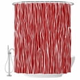 thumbnail image 1 of Red Striped Shower Curtain, Waterproof Shower Curtains for Bathroom, Classic Minimalist Waves Lines Pattern Washable Fabric Bathtub Curtain Set Bath Decor with 12 Hooks 72"x78", 1 of 8