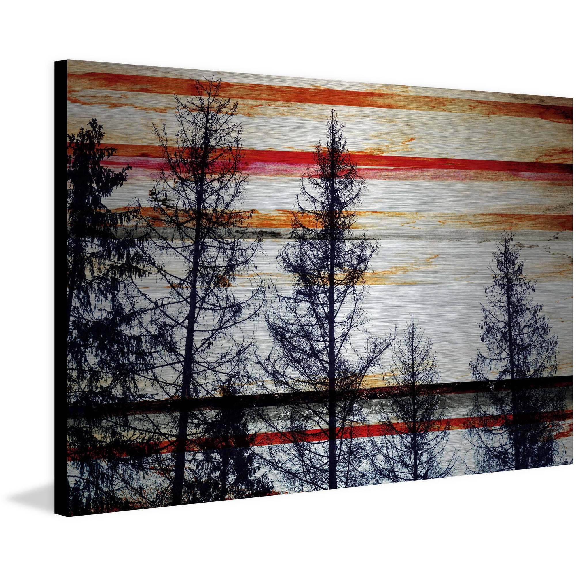 "Red Striped Sky" Painting Print on Brushed Aluminum