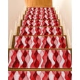 thumbnail image 1 of Red Striped Stair Treads for Wooden Steps Indoor Runner Rug Carpet, Modern Gradient Geometric Ripple Stripes 4 Pieces Peel and Stick Staircase Step Treads Covers Washable Throw Door Mats, 30"x8", 1 of 6