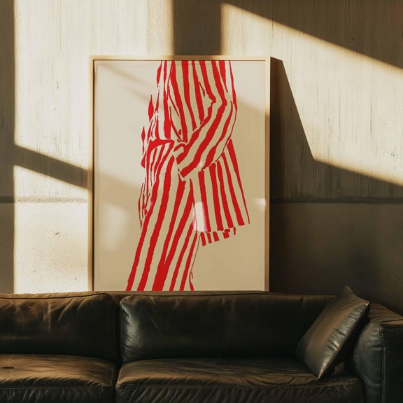 Red Striped Suit Wall Art Print, Abstract Fashion Figure Poster, Retro Minimalist Decor Unframed Paper Print