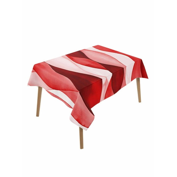 Red Striped Table Cloth, Modern Gradient Geometric Ripple Stripes Waterproof Tablecloth for Rectangle Tables, Reusable Washable Fabric Table Cover for Restaurant Kitchen Dining Tables 60"x102"