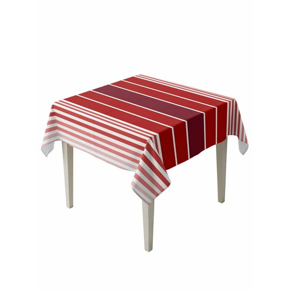 Red Striped Table Cloth, Modern Minimalist Gradient Lines Country Waterproof Tablecloth for Square Tables, Reusable Washable Fabric Table Cover for Restaurant Kitchen Dining Tables 54"x54"
