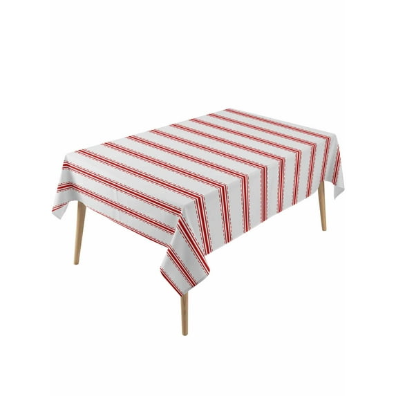 Red Striped Table Cloth, Red White Stripes Farmhouse Waterproof Tablecloth for Rectangle Tables, Reusable Washable Fabric Table Cover for Restaurant Kitchen Dining Tables 54"x108"