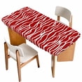 thumbnail image 1 of Red Striped Table Cloths for 3 Foot Rectangle Tables, Classic Minimalist Waves Lines Pattern Patio Waterproof Elastic Fitted Tablecloths, Washable Rectangular Table Cover for Camping, 1 of 8