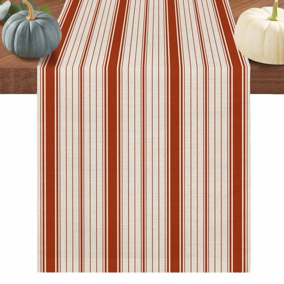 Red Striped Table Runner 90 Inches Long, Modern Minimalist Stripes Farmhouse Cotton Linen Table Runners Dresser Scarves, Decorative Fabric Tabletop Scarf Furniture Cover for Home Dinner Party 13"x90"