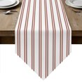 thumbnail image 1 of Red Striped Table Runner Linen Burlap Table Runner 72 Inches Long Modern Stripes Farmhouse Simples Rustic Dresser Scarves for Kitchen Island Coffee Dining Room Party Wedding Holiday 14"x72", 1 of 8