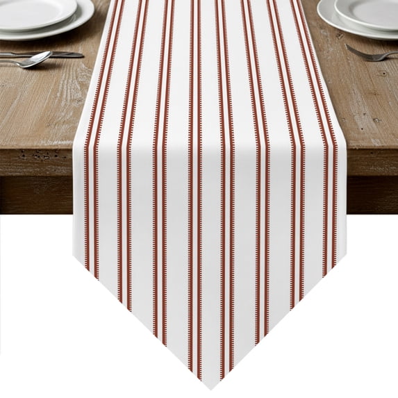 Red Striped Table Runner Linen Burlap Table Runner 72 Inches Long Modern Stripes Farmhouse Simples Rustic Dresser Scarves for Kitchen Island Coffee Dining Room Party Wedding Holiday 14"x72"