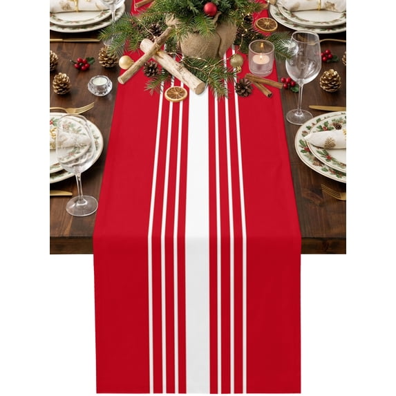 Red Striped Table Runner, Modern Minimalist Simple Stripes Country ...