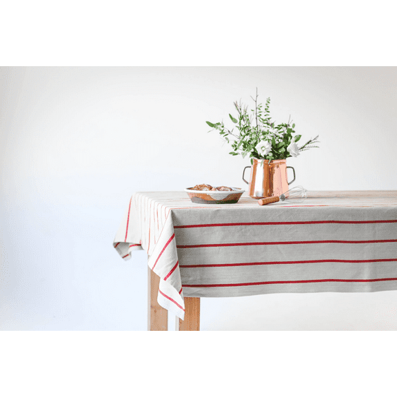 Red Striped Tablecloth 60" x 90"