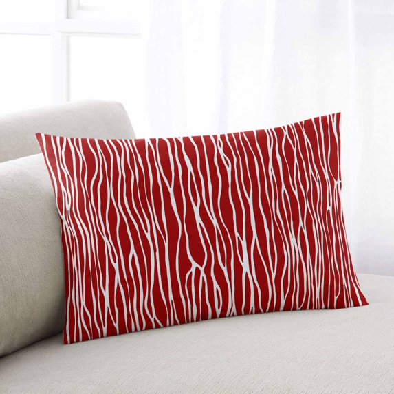 Red Striped Throw Pillow Covers, Classic Minimalist Waves Lines Pattern Soft Breathable Pillow Cases with Invisible Zipper for Sleeping, Small Pillowcases for Couch Bed Sofa Chair 16x24 Inches