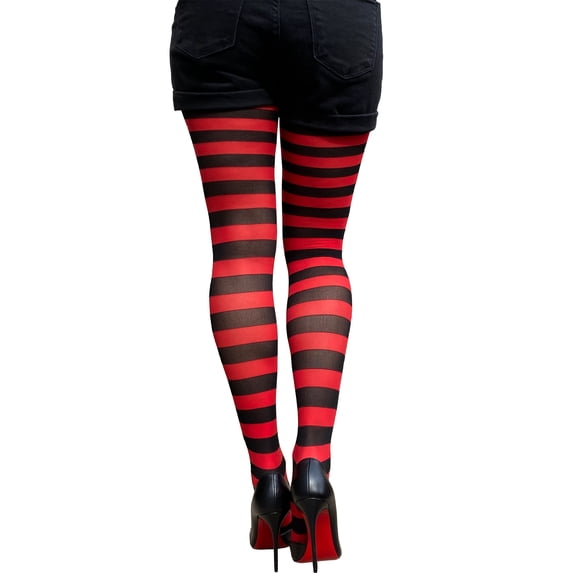 Red Striped Tights for Women Available In Plus Size