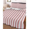 thumbnail image 1 of Red Striped Twin XL Size Down Alternative Comforter, Lightweight Comforter Quilt Bedding Set with Pillow Shams Red White Stripes Farmhouse All Seasons Bed Comforter Duvet Insert 68"x98", 1 of 7
