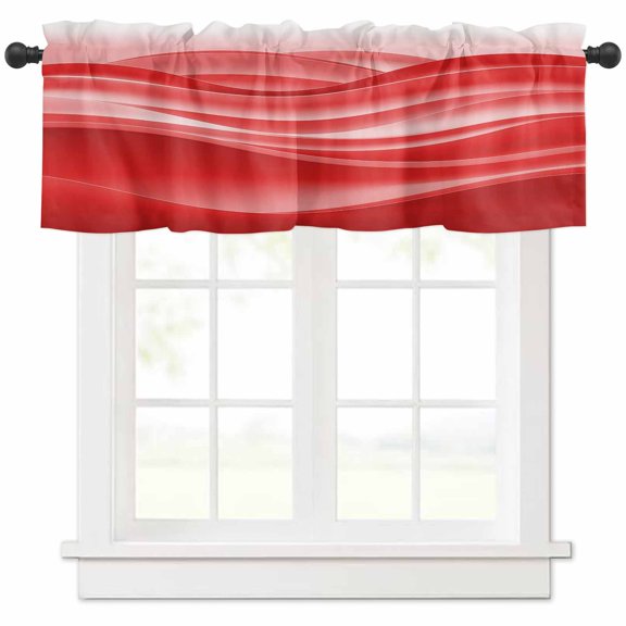 Red Striped Valances for Windows Farmhouse Kitchen Curtains Valances Rod Pocket Valance Curtains for Kitchen Windows Gradient Monochrome Modern Abstract Art Window Valances for Bathroom 54"x18"