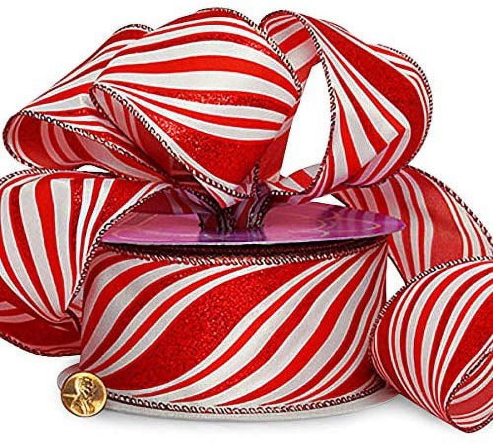 Pink Velvet Ribbon Wired for Chrisrtmas Tree Decorations, Wreath, Bow Making(2-1/2 inch, 5 Yards)