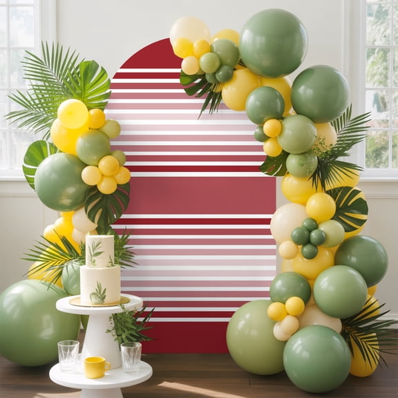Red Stripes Arch Backdrop Cover, 5FT, Minimalist Stripe Modern Gradient Traditional Spandex Arch Covers Double-Sided Backdrop for Wedding Birthday Party Photo Background Decoration