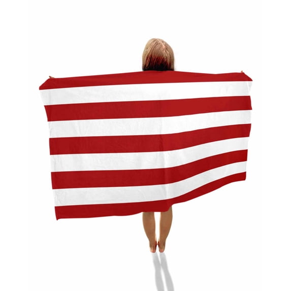 Red Stripes Beach Towels Oversized Super Absorbent, Simple Red White Texture Lightweight Bath Towel Quick Dry Sets For Bathroom/Pool/Rv Camping/Beach Play/Gym Room/Picnic 23"x47"