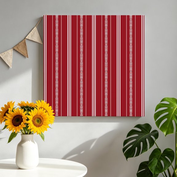 Red Stripes Canvas Wall Art for Living Room, Classic Minimalist Stripe Modern Geometric Poster Print Painting for Bedroom Office Home Decoration Wall Pictures Prepare To Hang 8"x8"