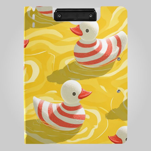 Red Stripes Duckies Swimming Foldable Binder Folder Clipboard with Pen Slot Double Clips A4 Size File Storage