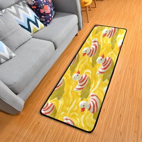 Red Stripes Duckies Swimming Long Floor Mat Runner Rug Area Rug Carpet Water Absorbent Non-Slip 72" x 24"