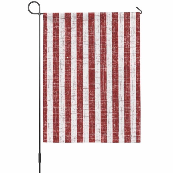 Red Stripes Garden Flags For Outdoor, Modern Abstract Linens Farmhouse Small Double Side Yard Flags Weather Proof Garden Decor for Lawn Outside Holiday 12 x 18 Inches