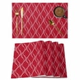 thumbnail image 1 of Red Stripes Line Placemats Set of 2, Country Abstract Art Waves Striped Classic Non-Slip Place Mats Washable Table Mats for Kitchen Dining Table Decorations Indoor/Outdoor, 1 of 9