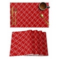 thumbnail image 1 of Red Stripes Lines Placemats Set of 2 Abstract Waves Striped Classic Heat Insulation Washable Place Mats, Rustic Non-Slip Table Mats for Dining Table Party Kitchen Decor,13x19 Inch, 1 of 4