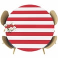 thumbnail image 1 of Red Stripes Round Fitted Table Cover White Stripes Simple Geometric Waterproof Table Cloth with Elastic Edge Wipeable Tablecloth for Picnic Camping Party Fits 36"-44" Diameter, 1 of 8