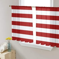 Red Stripes Sheer Curtains 54 Inches Length 2 Panels Set, Window Sheer Curtains for Living Room/Bedroom, Simple Red White Texture Light Filtering Rod Pocket Curtain 52'' x 54'' x 2