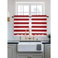 thumbnail image 1 of Red Stripes Sheer Kitchen Tier Curtains 24 Inch length, Rod Pocket Half Curtains Short Drapes, Simple Red White Texture Light Filtering Chiffon Small Window Treatments 2 Panels 27.5"W x 24"L, 1 of 7