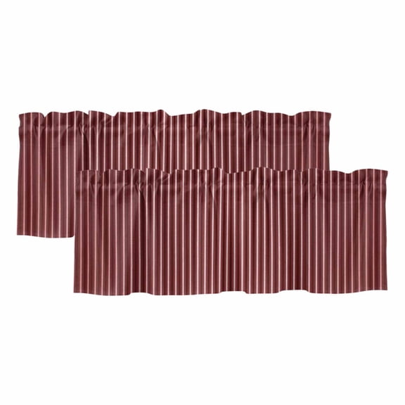 Red Stripes Window Valance, Texture 2 Pack Decorative Curtain for Small Windows, Light Filtering Valance with 3” Rod Pocket, 42"W x 12"L