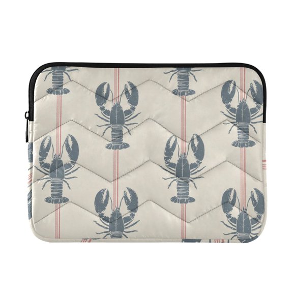 Red Stripes with Lobster Retro Style Quilted Laptop Protective Cases Computer Sleeves Tablet Bags Briefcases L