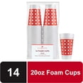 thumbnail image 1 of Social Butterfly Disposable Foam Cups, 20 oz, Red Cane Pattern, 14 Count, 1 of 4