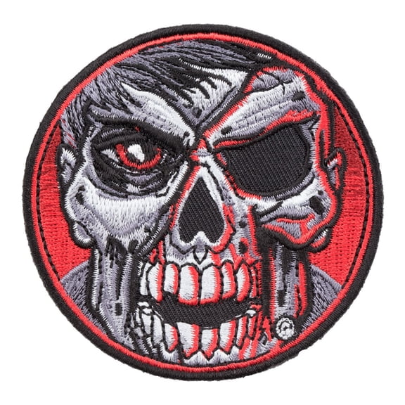 Red Subdued Zombie Portrait Patch, Scary Zombie Patches
